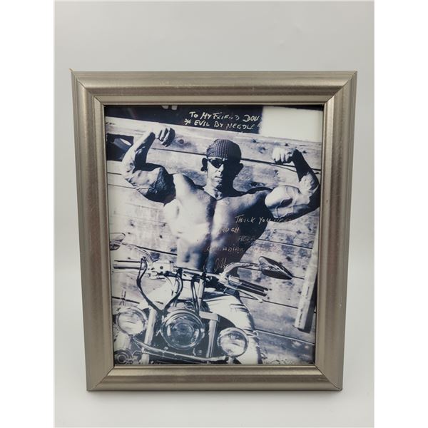 Autographed Bodybuilder on Motorcycle Print