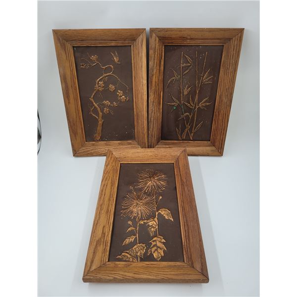 3 Pieces of Copper Repousse Art