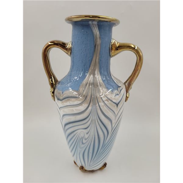 Blue Swirl Art Glass Vase