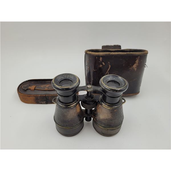 Antique Binoculars w/ Leather Accents & Case