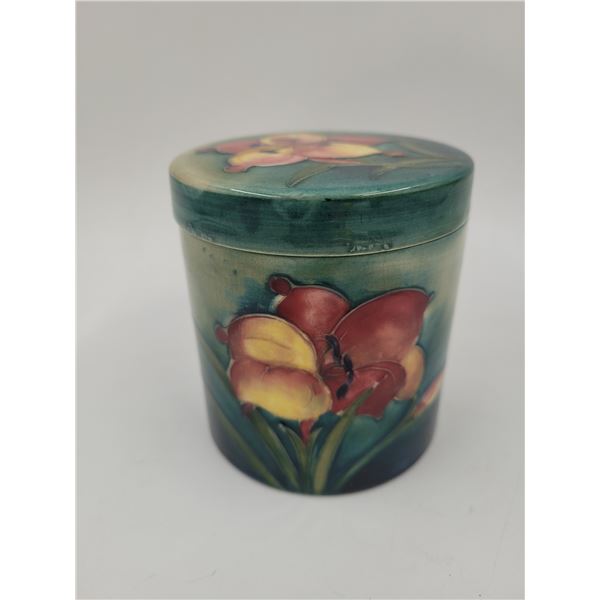 Lidded Moorcroft Pottery Floral Jar Made in England