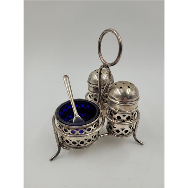 Cobalt Blue Condiment Set w/ Salt & Pepper Shakers