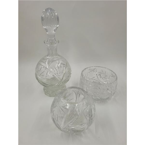 Crystal Lot w/ Candleholders & Decanter