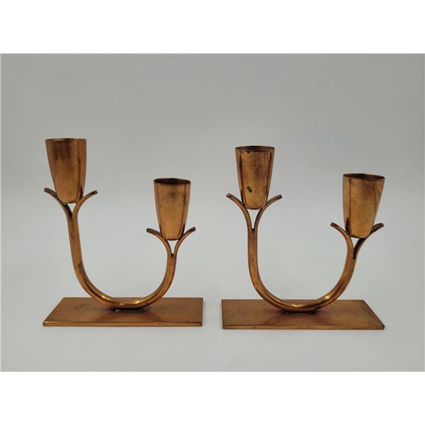 Pair of OneidaCraft Copper Minimalist Candleholders