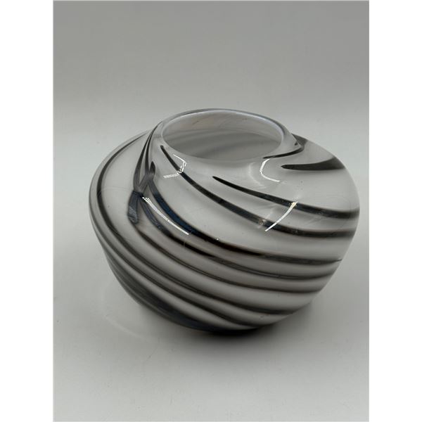 Hand-Blown Art Glass Swirl Vase