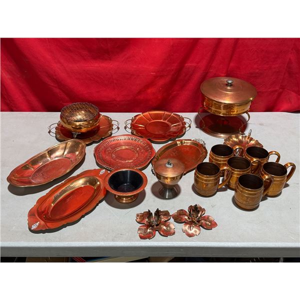 Lot of Assorted Copper Serve Ware