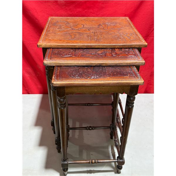 Peruvian Embossed Wood Nesting Tables