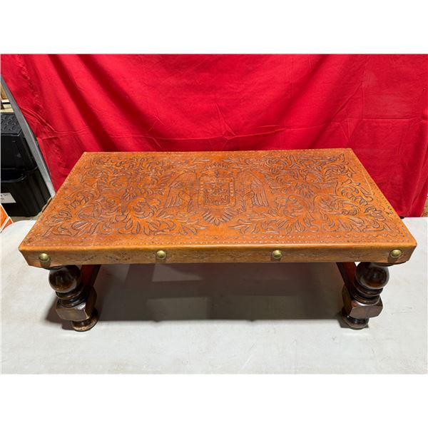 Peruvian Embossed Leather Coffee Table