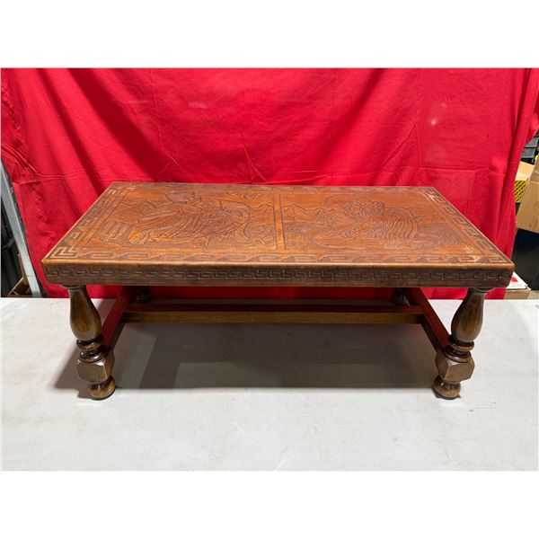 Peruvian Embossed Wood Coffee Table
