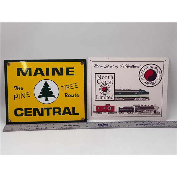 Porcelain Maine Central & North Coast Limited Advertising Signs