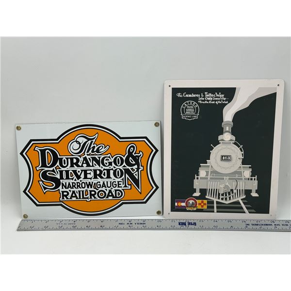 Porcelain Durango & Silverton Narrow Gauge Railroad And Cumbres & Toltec Scenic Railroad Signs