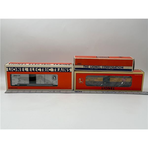 VTG Lionel Milwaukee Road Boxcar, Great Northern Double Door Boxcar & Gondola Car