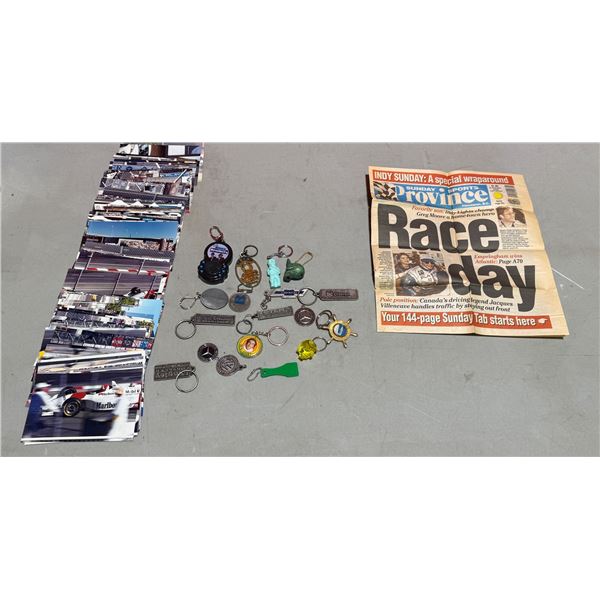 VTG Racing Photos & Newspaper w/ Assorted Keychains