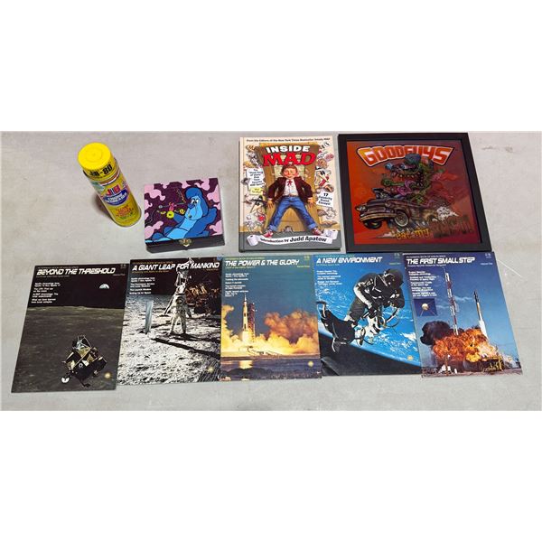 Variety Lot w/ Engine Degreaser Stash Can, Space Books, Inside Mad Book, & More