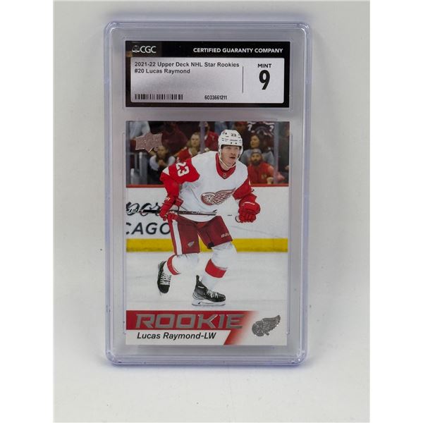 CGC Graded 9 Mint 2021-22 Upper Deck NHL Star Rookies #20 Lucas Raymond Hockey Card