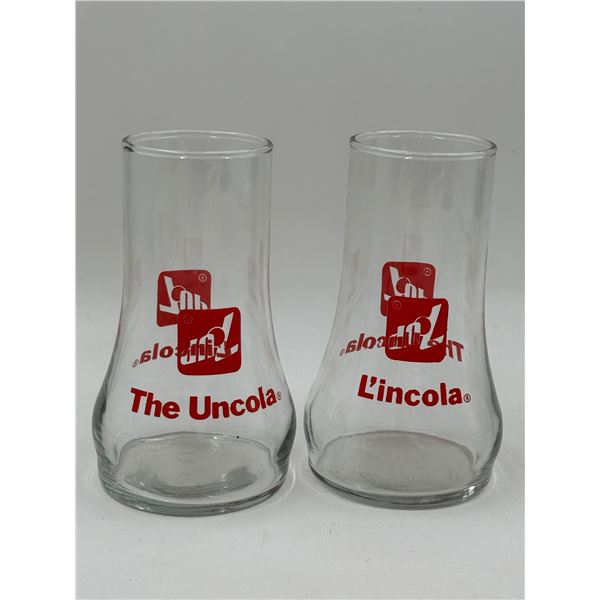 Pair Of 7-UP Upside Down Drinking Glasses