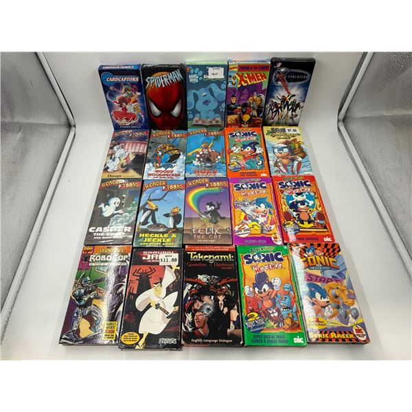 Lot of Assorted VHSs w/ Spider-Man, Sonic The Hedgehog, & More