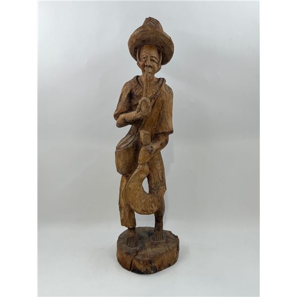 Hand-Carved Wooden Folk Art Sculpture