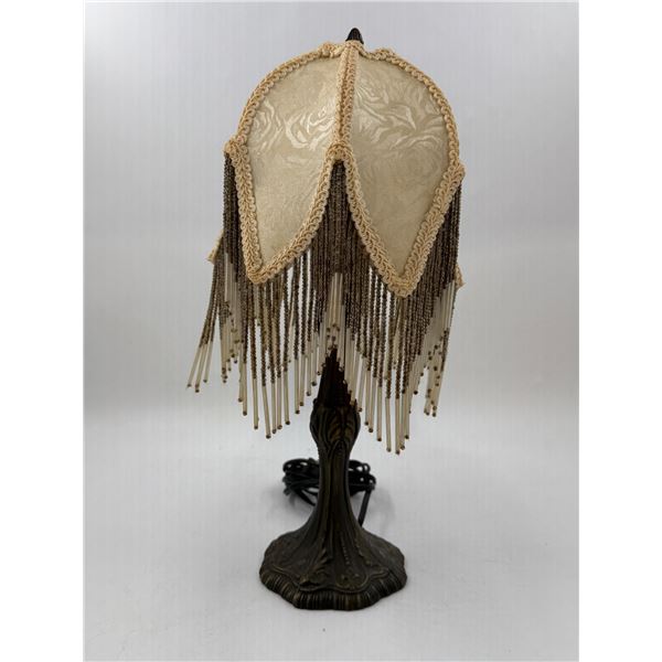 VTG Fringe Table Lamp w/ Beaded Shade