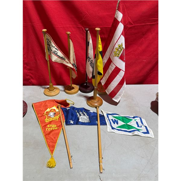 Lot Of Flags & Pennants w/ Stands