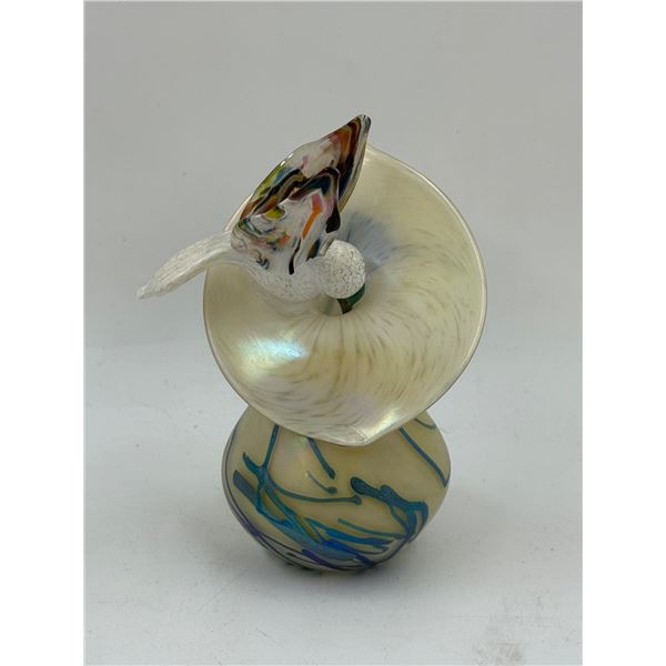 Art Glass Vase w/ Applied Bird