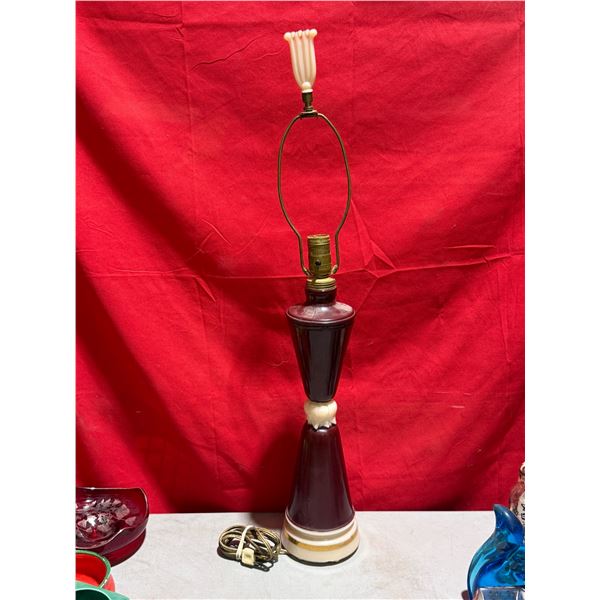 VTG Table Lamp (Burgundy Glass w/ Marble Accent)