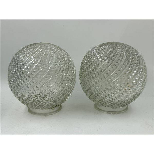 Set Of Glass Globe Light Shades (Swirl Pattern)