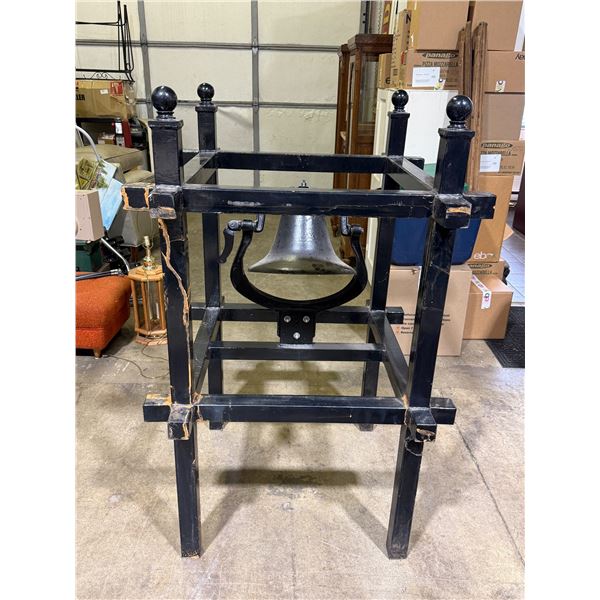 VTG Cast Iron School / Farm Bell on Wooden Frame