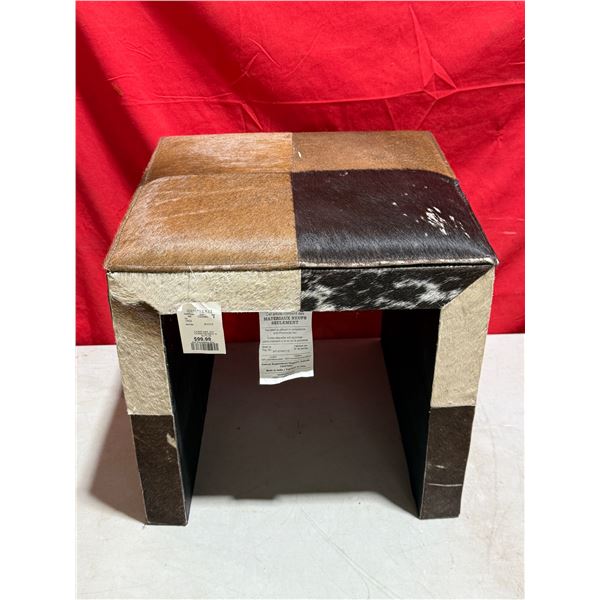 VTG Cowhide Patchwork Footstool