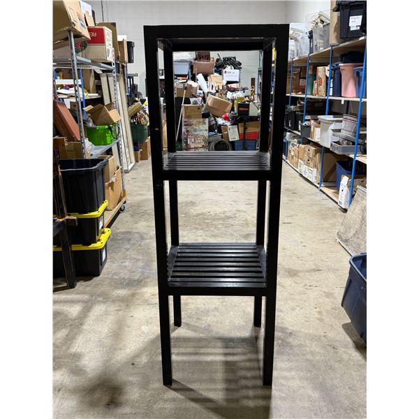 Modern Black Wood Shelf / Plant Stand with Mirror