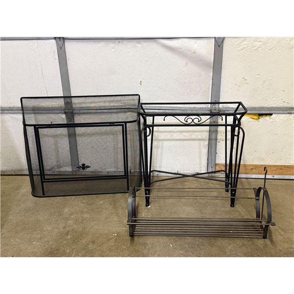 Metal & Glass Table / Magazine Rack Lot (3pcs)
