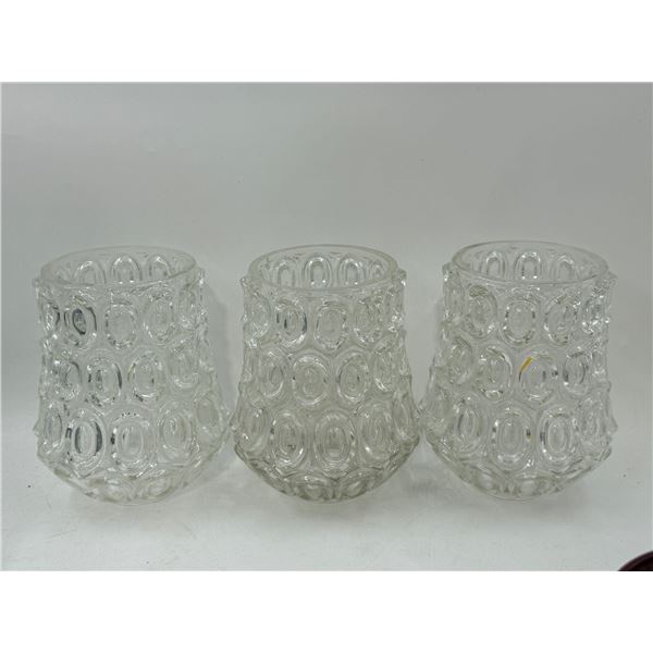 Pressed Glass Votive / Candle Holders (3pcs)