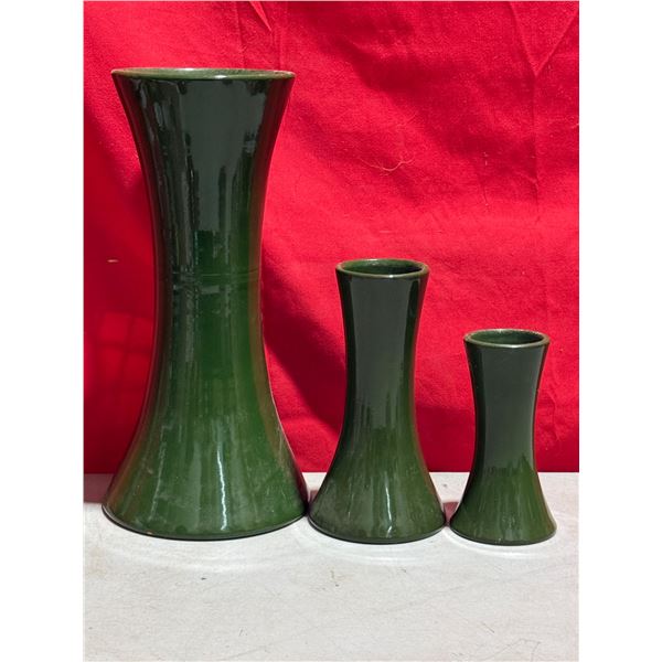 Green Glass Vase Set (3pcs)