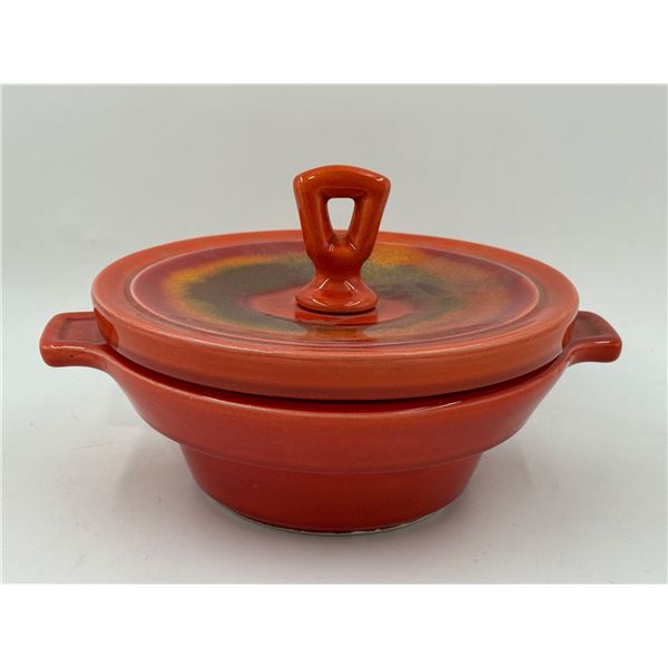 VTG Orange Ceramic Covered Casserole Dish