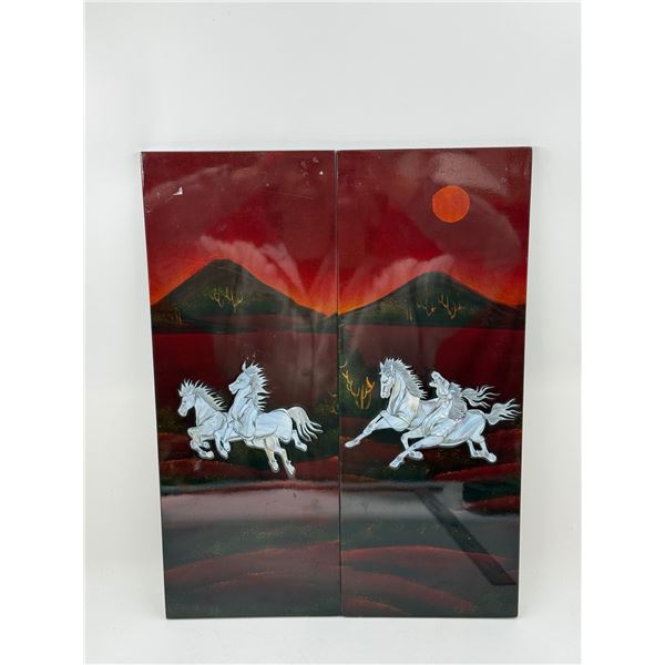 Hand-Painted Decorative Panel Art (Horse Scene)