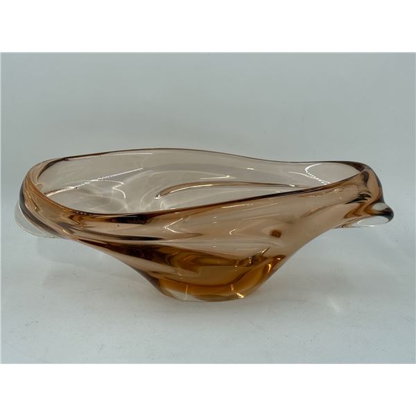 VTG Amber Art Glass Freeform Bowl