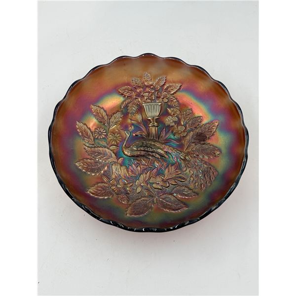 VTG Carnival Glass Peacock Plate