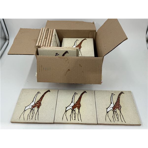 VTG Giraffe Ceramic Tile Coaster Set