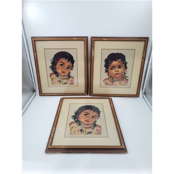 3 Indigenous-Themed Needlepoint Pieces