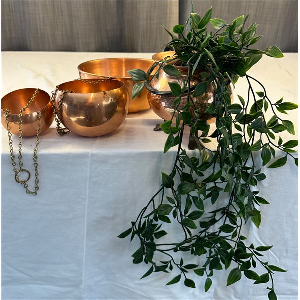 Copper Style Planters with artificial plant