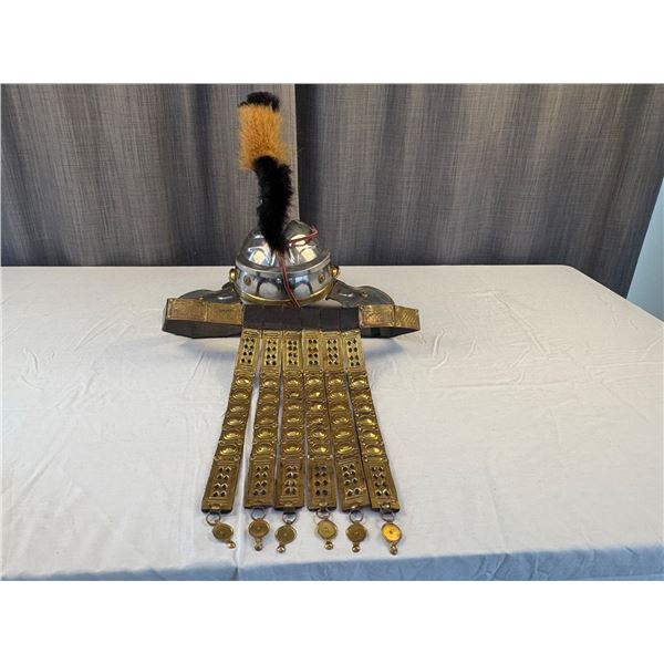 Metal helmet with belt accessory