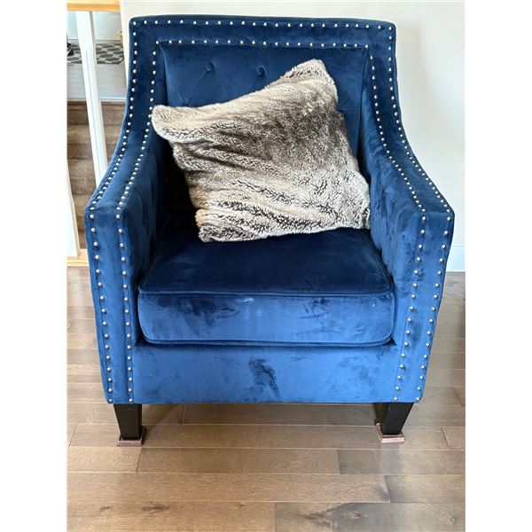 Blue Velvet Chair with rivets