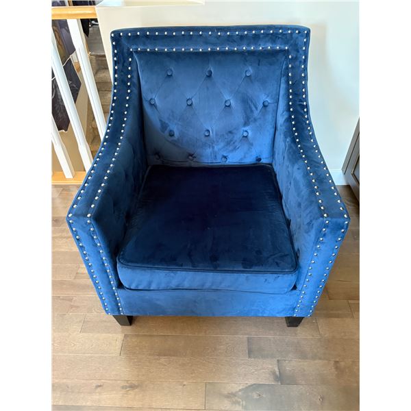 Blue Velvet Chair with rivets