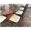 Image 13 : Oval Dining Table w/ Glass Top (78" x 48") & 8 Metal Chairs 15" x 38"H