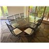 Image 1 : Oval Dining Table w/ Glass Top (78" x 48") & 8 Metal Chairs 15" x 38"H