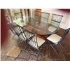 Image 2 : Oval Dining Table w/ Glass Top (78" x 48") & 8 Metal Chairs 15" x 38"H