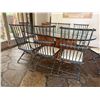 Image 8 : Oval Dining Table w/ Glass Top (78" x 48") & 8 Metal Chairs 15" x 38"H