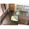 Image 9 : Oval Dining Table w/ Glass Top (78" x 48") & 8 Metal Chairs 15" x 38"H