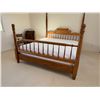 Image 12 : Wooden 4-Poster Colonial Bed w/ Carved Posts & Mattress 78" x 87"