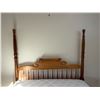 Image 3 : Wooden 4-Poster Colonial Bed w/ Carved Posts & Mattress 78" x 87"